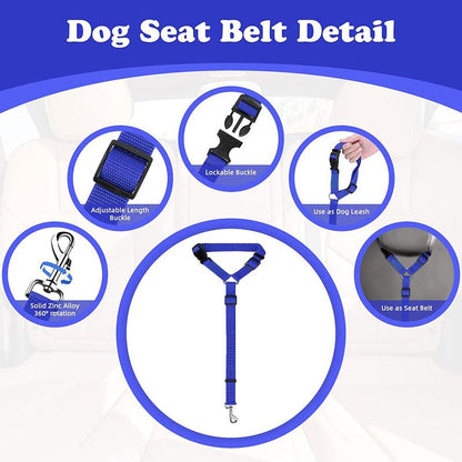 Cat Car Seat Belt Leash for Pets, Adjustable Pet Safety Strap, Car Seat Belt Dog Leash, Durable Car Safety Leash for Small Dogs, Dog Traction Rope