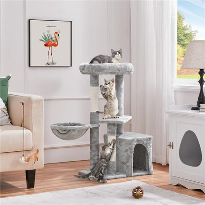 Yaheetech 34.5″ Cat Tree, Multi Level Cat Tower Cat Activity Center Scratching Post Indoor Furniture Cat Bed with Basket for Kittens