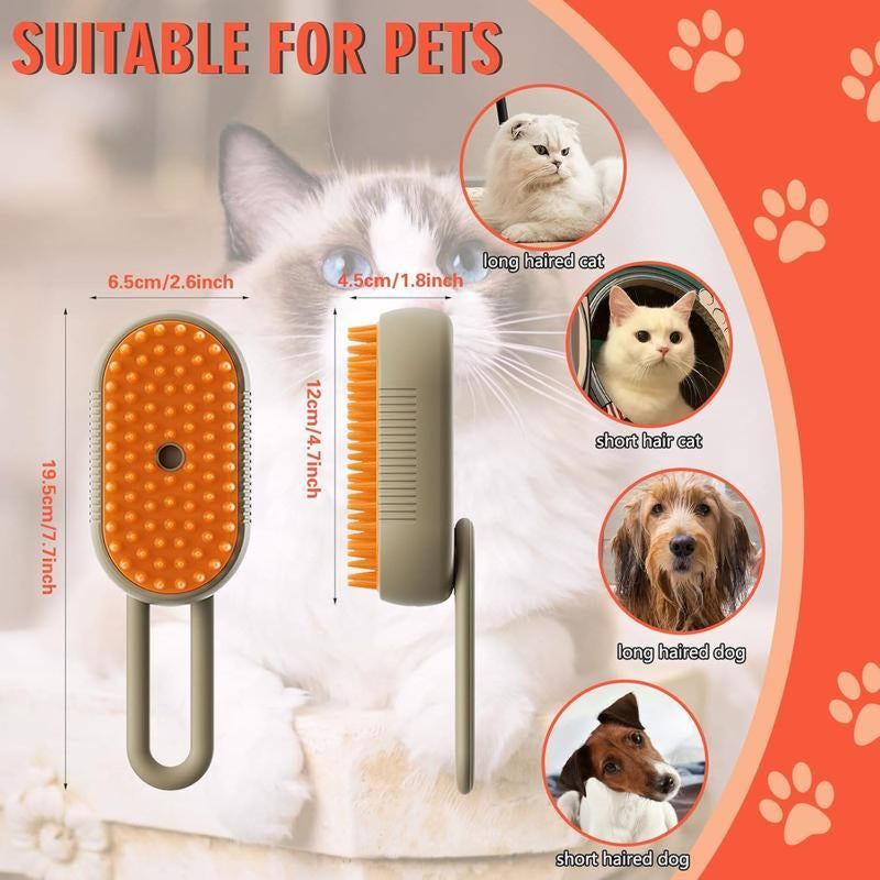 Steam Pet Brush for Pet Hair 3-IN-1 Steamy Cat Brush Grooming Comb for Dog Steam Brush for Cats Remove Flying Fur Steam Advanced Pet Hair Removal Comb Pet Pal Brush Cleaning,Pet Steam Brush,Cat Dog Hair Remover, Adjustable Pet Hair Remover,Pet Steamy Mist
