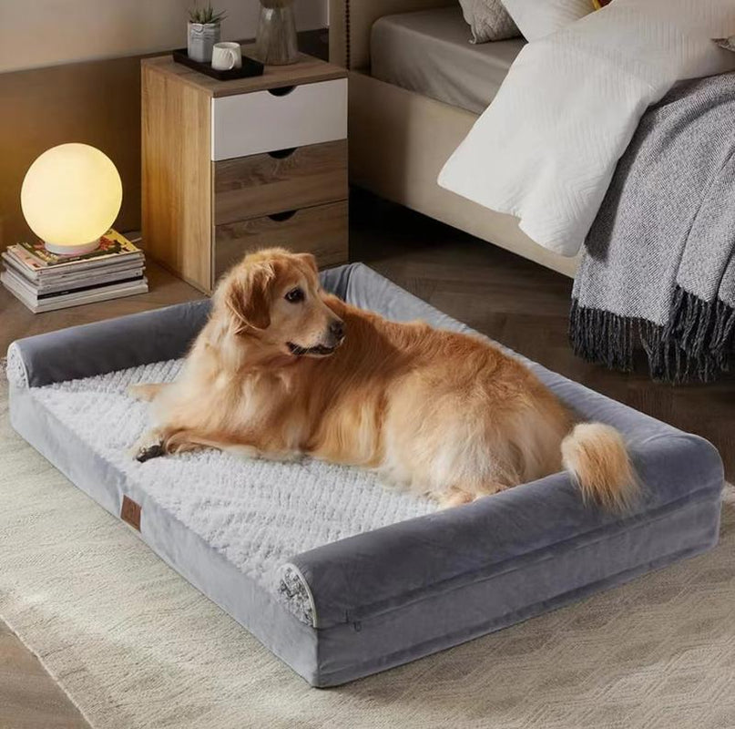【Father'S Day Special】Orthopedic Dog Bed for Large Size Dogs, Supportive Memory Foam Dog Sofa with Washable Removable Cover, Non-Slip Base, Waterproof Pet Couch Bed