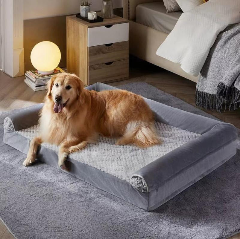 【Father'S Day Special】Orthopedic Dog Bed for Large Size Dogs, Supportive Memory Foam Dog Sofa with Washable Removable Cover, Non-Slip Base, Waterproof Pet Couch Bed