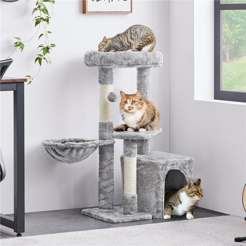 Yaheetech 34.5″ Cat Tree, Multi Level Cat Tower Cat Activity Center Scratching Post Indoor Furniture Cat Bed with Basket for Kittens